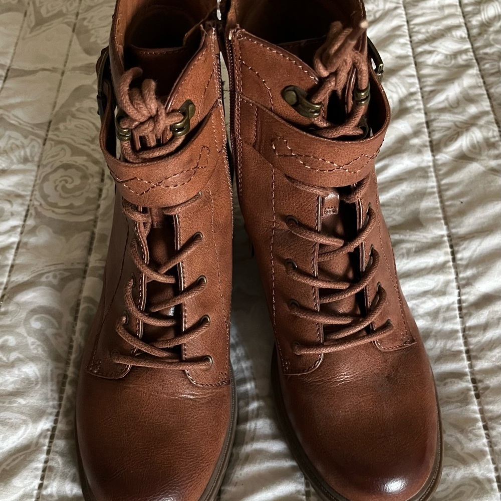 Brown Lace-Up Ankle Boots